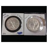 Amazing Bright : Uncirculated 1946 and 1942  90% Silver Walking Liberty Half Dollars - 2 Coins Total  One Dollar Face Value  Tax Exempt Constitutional Currency