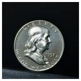 1957 Pristine Uncirculated Franklin Half Dollar -  Tax Exempt Constitutional Currency  1 coin total