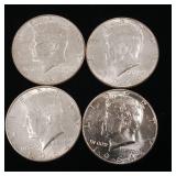 Lot of 1964 Kennedy Half Dollars  4 coins total in excellent condition  2 dollars total Face Value -  Tax Exempt Constitutional Currency