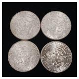 Lot of 1964 Kennedy Half Dollars  4 coins total in excellent condition  2 dollars total Face Value -  Tax Exempt Constitutional Currency