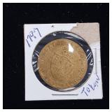 1797 Spade guinea gaming token inscribed "IN MEMORY OF THE GOOD OLD DAYS"