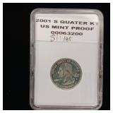 2001S Quarter Proof  KY US Mint  Silver Coin .999% - Unique  Tax Exempt