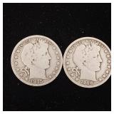 1903 and 1915S 90% Silver Barber Half Dollars  Tax Exempt  One dollar face value