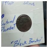 1965 Black Beauty Dime  off center