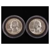 90% Silver Washington Pre-1965 Quarters - 2 Coins from 1964 in uncirculated condition  1 Dollar Face Value  Tax Exempt Constitutional Currency