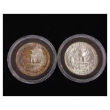 90% Silver Washington Pre-1965 Quarters - 2 Coins from 1964 in uncirculated condition  1 Dollar Face Value  Tax Exempt Constitutional Currency