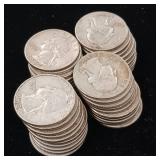 Roll of 90% Silver Washington Pre-1965 Quarters - 40 Coins Total Mixed Years 10 Dollars Face Value  Tax Exempt Constitutional Currency  unsorted