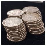 Roll of 90% Silver Washington Pre-1965 Quarters - 40 Coins Total Mixed Years 10 Dollars Face Value  Tax Exempt Constitutional Currency  unsorted