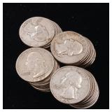 Roll of 90% Silver Washington Pre-1965 Quarters - 40 Coins Total Mixed Years 10 Dollars Face Value  Tax Exempt Constitutional Currency  unsorted