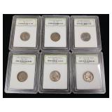 International Numismatic Bureau  6 total Early Jefferson Nickels in cases  Tax Exempt Constitutional Currency