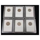 International Numismatic Bureau  6 total Early Jefferson Nickels in cases  Tax Exempt Constitutional Currency