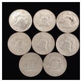 Mixed Years 90% Silver Franklin Half Dollars - 4 Coins Total  Two Dollars Face Value  Tax Exempt Constitutional Currency