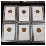International Numismatic Bureau  6 total Wheat Pennies in cases- mixed years  Tax Exempt Constitutional Currency