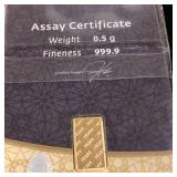 IGR Gold Bar  Fine Gold .999% - .5 grams