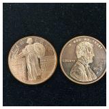Copper 1 ounce Bullion minted 2017  2 Total Coins one ounce each  Lincoln and Liberty  Taxable