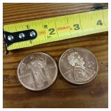 Copper 1 ounce Bullion minted 2017  2 Total Coins one ounce each  Lincoln and Liberty  Taxable