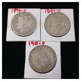 Morgan Silver Dollars  90% Silver Years  1901-O  1884-O - 1896-O - TAX EXEMPT