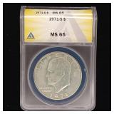 MS 65 1971-S Eisenhower 40% Silver Dollar in case  Tax Exempt