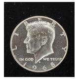 Uncirculated 1968 40% Kennedy Half Dollar  Brilliant and detailed  Tax Exempt