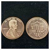 Copper 1 ounce Bullion minted 2017  2 Total Coins one ounce each  Lincoln and Lincoln  Taxable
