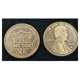Copper 1 ounce Bullion minted 2017  2 Total Coins one ounce each  Lincoln and Lincoln  Taxable