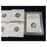 Large lot of uncirculated Roosevelt Dimes  One is Gem Proof  Tax Exempt