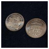 Copper 1 ounce Bullion minted 2017  2 Total Coins one ounce each  Lincoln and Seated Liberty  Taxable