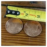 Copper 1 ounce Bullion minted 2017  2 Total Coins one ounce each  Lincoln and Seated Liberty  Taxable