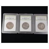 International Numismatic Bureau  3 total Walking Liberty Half Dollars Mixed Years  Tax Exempt Constitutional Currency