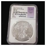 MS70  Elizabeth Jones 2017 First Day of Issue Silver Eagle - 99.9% pure silver One Troy Ounce  - Like new uncirculated! TAX EXEMPT  Bright and detailed