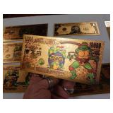 Large Lot of .9999999 Gold Paper Currency with Certificate -  Florida Gold Back -Entire set of Teenage Mutant Ninja Turtles and More!  See pics  Tax Exempt