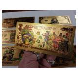 Large Lot of .9999999 Gold Paper Currency with Certificate -  Florida Gold Back -Entire set of Teenage Mutant Ninja Turtles and More!  See pics  Tax Exempt