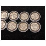 Pristine 1964 90% Silver Washington Quarters  10 Coins Total   Tax Exempt Constitutional Currency - Coins Total in nice display protective cases