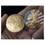 Copper 1 ounce Bullion minted 2017  2 Total Coins one ounce each  Trump and Painted Walking Liberty  Taxable