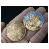 Copper 1 ounce Bullion minted 2017  2 Total Coins one ounce each  Trump and Painted Walking Liberty  Taxable