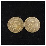 2 United States Marine Corps Toys For Tots Challenge Coins