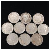 Large Lot of Buffalo Head Nickels  10 Total  Tax Exempt
