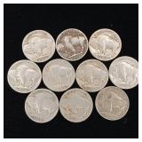 Large Lot of Buffalo Head Nickels  10 Total  Tax Exempt