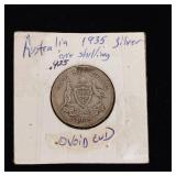 Silver .925 Australian 1935 Silver Shilling  Ovoid Cud  Tax Exempt