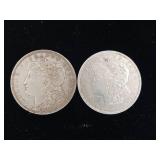1921 Morgan Silver Dollars  2 Coins 90% Silver - TAX EXEMPT