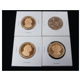 Lot of Gold Colored Presidential Dollars  US Mint  4 total coins Tax Exempt