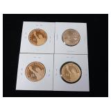 Lot of Gold Colored Presidential Dollars  US Mint  4 total coins Tax Exempt