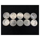 Large Lot of Kennedy Half Dollars  10 Coins Total  Mixed Years -  Tax Exempt