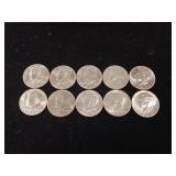 Large Lot of Kennedy Half Dollars  10 Coins Total  Mixed Years -  Tax Exempt