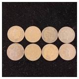 8 Indian Head pennies  USA  Tax Exempt  Mixed years between 1859-1906 in fair condition