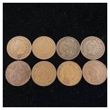 8 Indian Head pennies  USA  Tax Exempt  Mixed years between 1859-1906 in fair condition