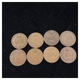8 Indian Head pennies  USA  Tax Exempt  Mixed years between 1859-1906 in fair condition