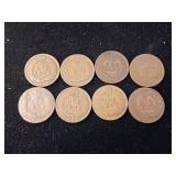8 Indian Head pennies  USA  Tax Exempt  Mixed years between 1859-1906 in fair condition