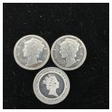 1/10 ounce pure silver .999% bullion replica coins  3 coins total  Tax Exempt