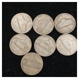 7 total coins  War Era Nickels  35% silver  Tax Exempt  Nice details